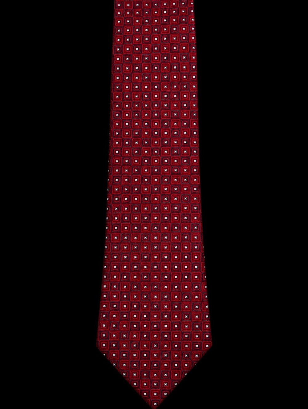 Vintage Giorgio Armani Geometric Jacquard Silk Necktie – Burgundy & Navy CC